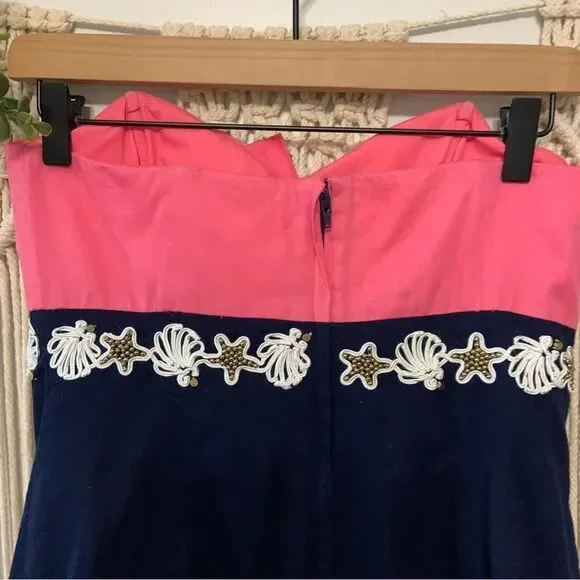 LILLY PULITZER Krissa Strapless Dress Multi Colorblock Pink Blue Size 6 - Picture 8 of 16